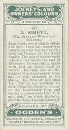 1927 Ogden's Jockeys and Owners' Colours #40 Jack Sirett Back